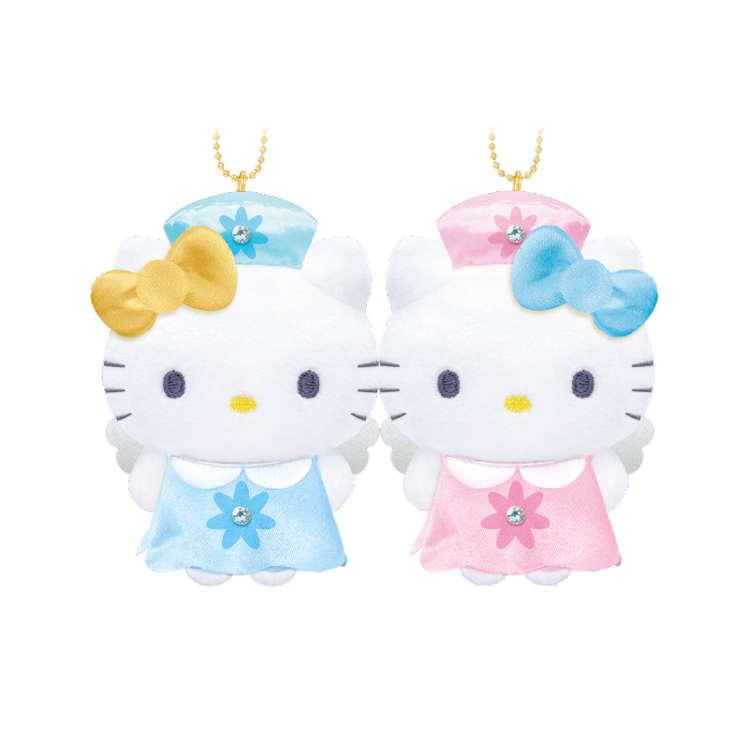 Sanrio｜Hello Kitty &amp; Hello Mimmy Nico Mascot Holder /Plush Keychain｜H200 x W155 x D55mm approx.