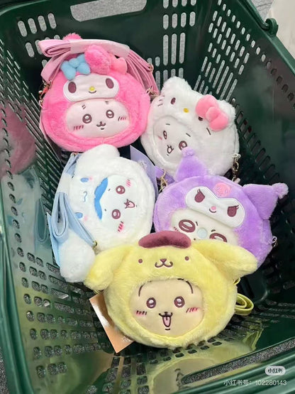【limit 1】Sanrio｜Chiikawa X Sanrio Characters  Plush Shoulder Bag｜15 x 12.8 x 5cm approx.