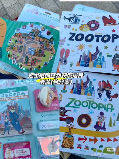 Disney迪士尼｜《疯狂动物城》Judy朱迪&amp;Nick尼克城市探索指南可爱卡套/磁贴套装