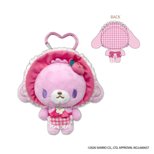 Sanrio｜Sugarbunnies Strawberry Flower Fairy Heart-shaped Carabiner Mascot Holder /Plush Keychain｜H140 x W150 x D70mm approx.