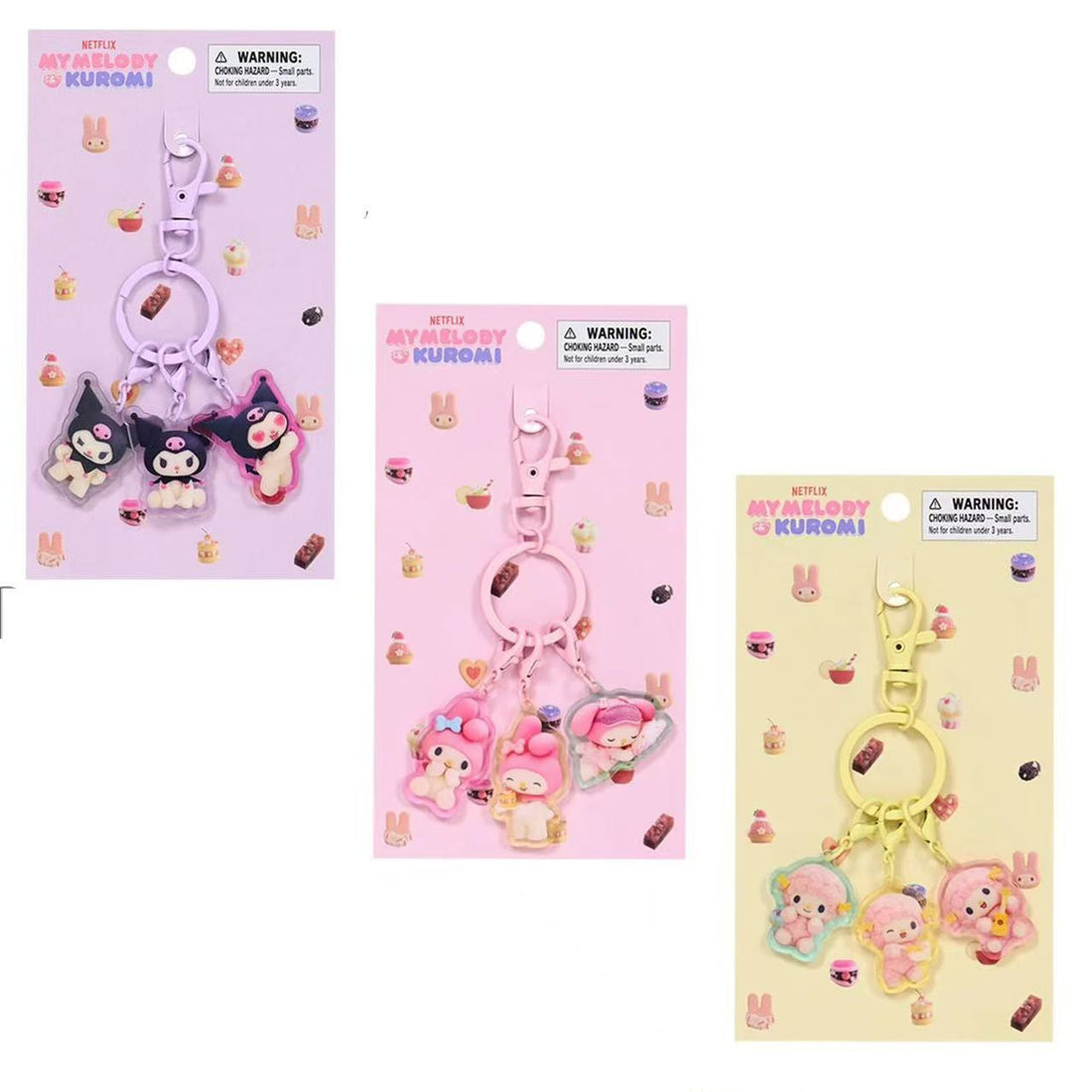 Sanrio｜Netflix Original Anime My Melody &amp; Kuromi Keychain/Keyring｜W 2.8 x D 0.3 x H 3.3 cm approx.