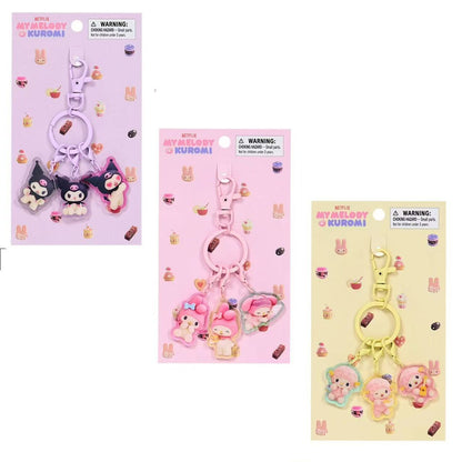 Sanrio｜Netflix Original Anime My Melody &amp; Kuromi Keychain/Keyring｜W 2.8 x D 0.3 x H 3.3 cm approx.