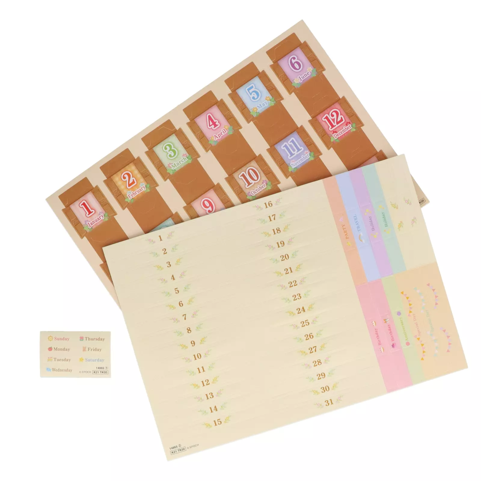 SylvanianFamilies｜Calico Critters Baby Calendar Display Shelf Rack and White Rabbit Doll