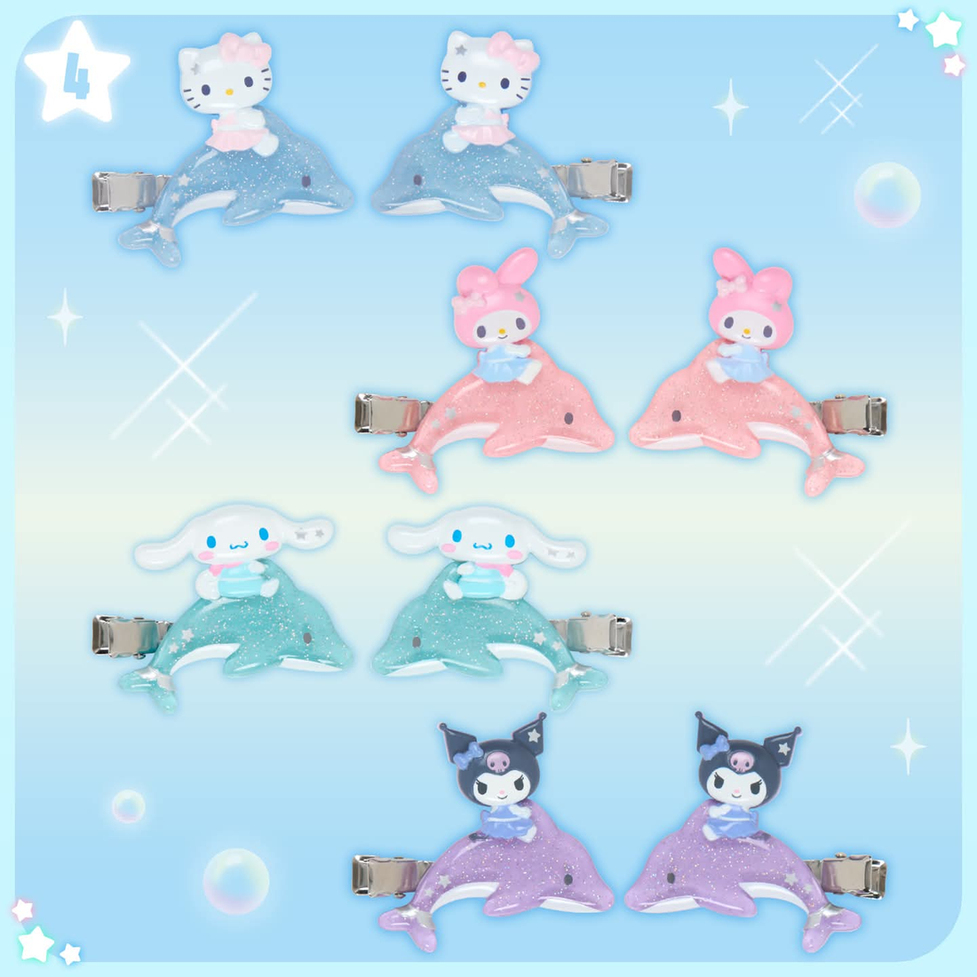 Sanrio｜Shiny Dolphin Characters Bangs Clip｜13.9 x 7.9 x 1.3cm approx.