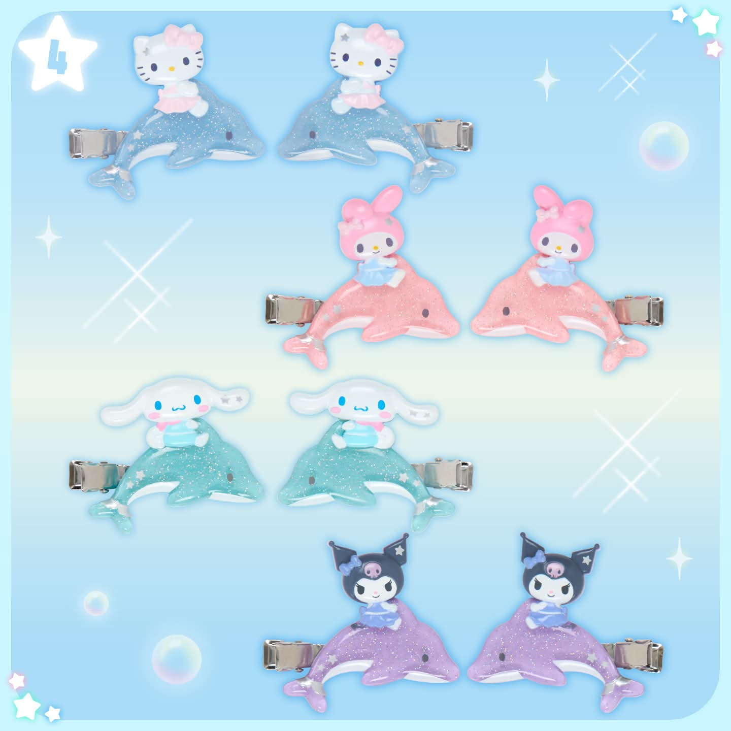 Sanrio｜Shiny Dolphin Characters Bangs Clip｜13.9 x 7.9 x 1.3cm approx.