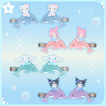 Sanrio｜Shiny Dolphin Characters Bangs Clip｜13.9 x 7.9 x 1.3cm approx.