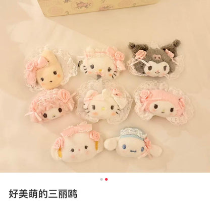 【limit 3】Sanrio｜White Frill Design Hair Clip mystery bag/blind box/All 8 types｜1pcs