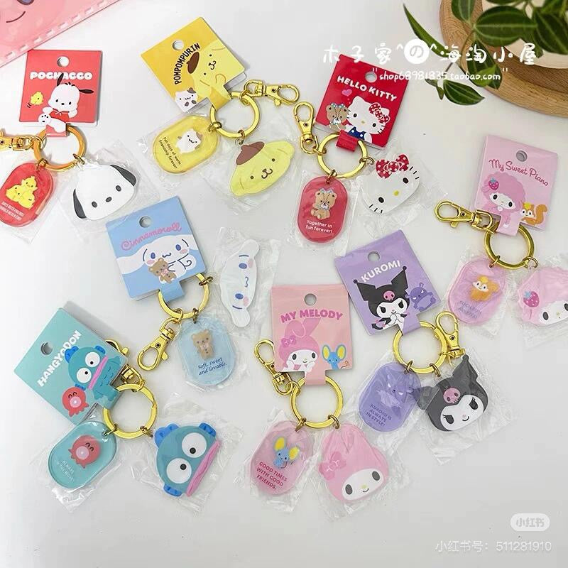 Sanrio三丽鸥｜Acrylic Face Keychain角色大赏可爱脸型亚克力钥匙扣挂件/钥匙圈/又厚又透很有质感｜约4×0.4×3.5cm