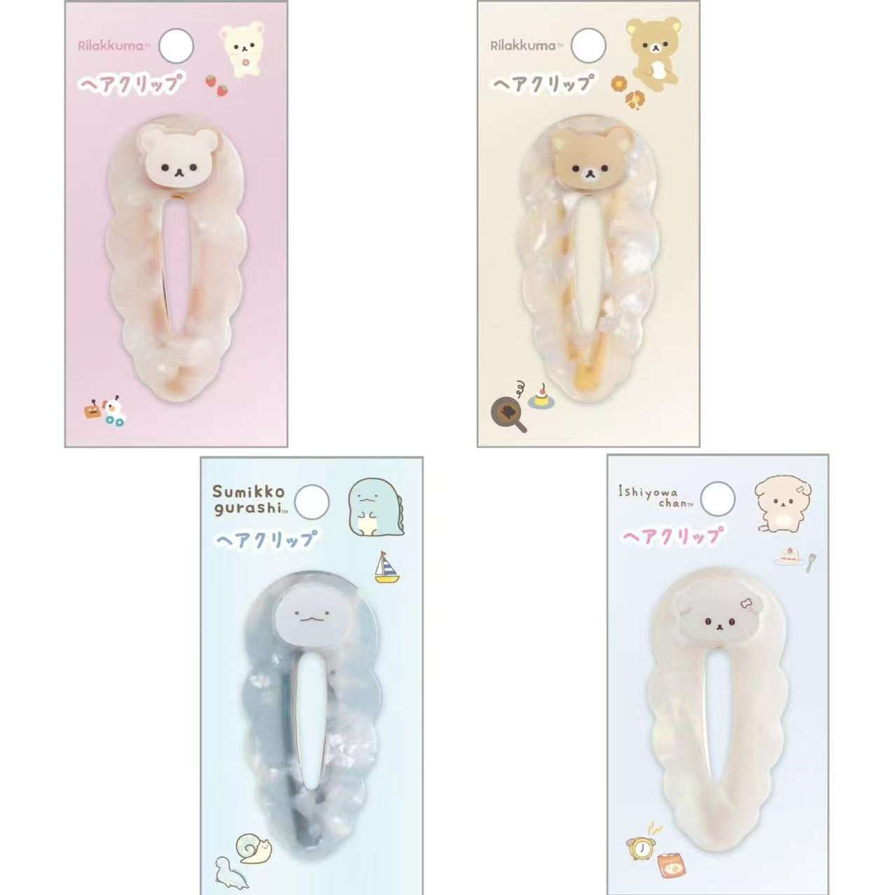 Sanx｜Acrylic Pearl Marble Hair Clip｜70×35×20mm approx.