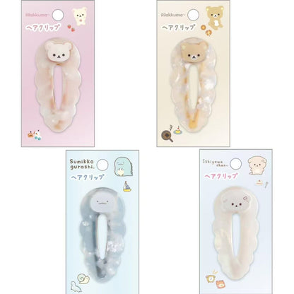 Sanx｜Acrylic Pearl Marble Hair Clip｜70×35×20mm approx.