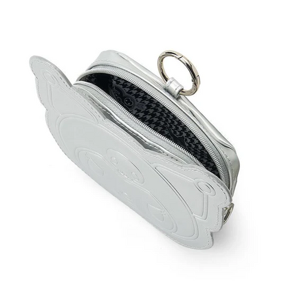Sanrio三丽鸥｜ Face-shaped Pouch Monotone黑白印象千鸟格系列可爱角色爱心拉链脸型皮质感零钱包挂件/包挂/里面也有可爱图案｜约14.5×4×12.7cm