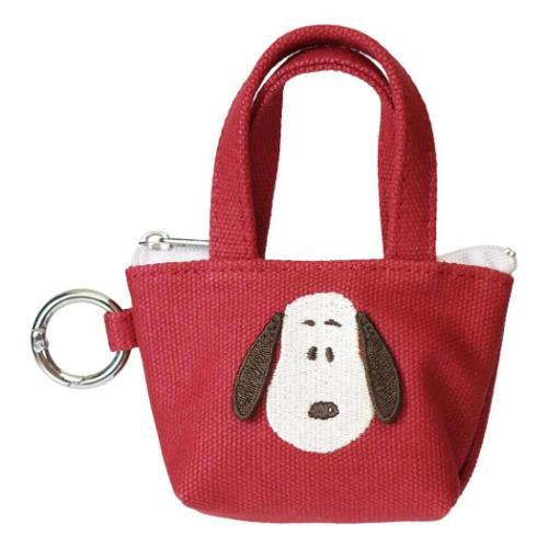 Snoopy｜Peanuts Embroidery Tote Bag Style Mini Accessory Pouch with Carabiner｜105×60×35mm approx.