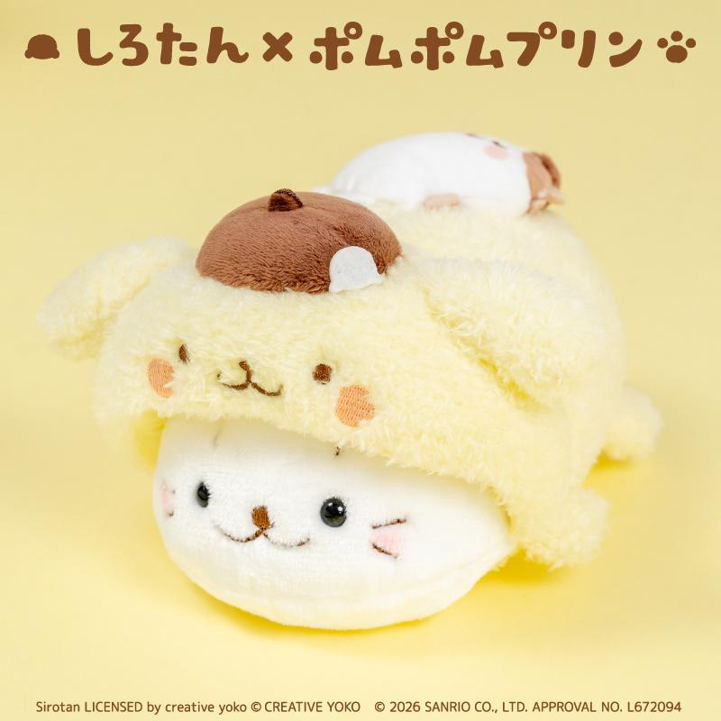 Sanrio｜Shirotan x Pompompurin Seal Plush Dolls/Plush Toy｜17cm  x 12cm x 10cm approx.