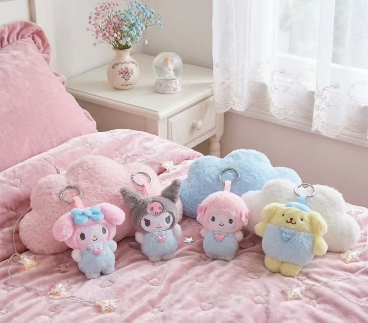 Sanrio｜kts Happy Fluffy Angel Mascot Holder /Plush Keychain
