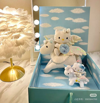 【available soon】HelloKitty｜Premium Series unicorn Mascot Holder /Plush Keychain｜ H12.4 × W11.2 × D5 cm approx.