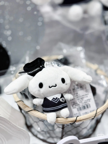 Sanrio三丽鸥｜Mascot Holder Monotone黑白印象千鸟格系列可爱角色毛绒玩偶挂件/包挂｜约7.5×5×11cm