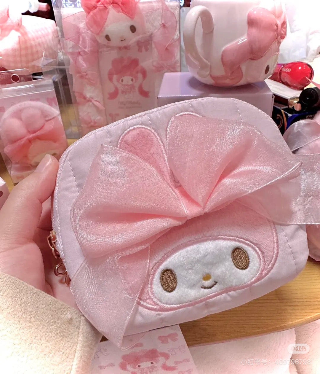 Sanrio三丽鸥｜My Melody Birthday 50th Anniversary Princess Tissue Pouch美乐蒂50周年生日粉桃甜心系列化妆包/小收纳包/正反面都可爱｜约幅15×奥行3×高さ12.5cm