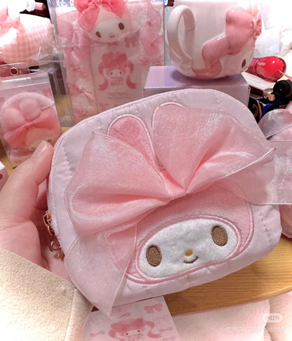 Sanrio三丽鸥｜My Melody Birthday 50th Anniversary Princess Tissue Pouch美乐蒂50周年生日粉桃甜心系列化妆包/小收纳包/正反面都可爱｜约幅15×奥行3×高さ12.5cm