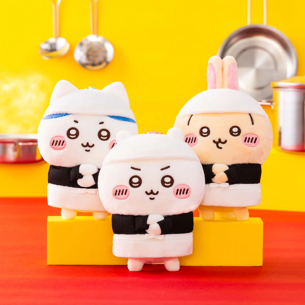chiikawa｜Ramen Buta (Pork) - Staff member Mascot Holder /Plush Keychain｜H130 x W80 x D50 mm approx.