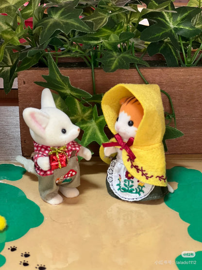 【limit 1】SylvanianFamilies｜Friends Pair Doll Set Mushroom Flower Embroidery-Maple Cat&amp;Fennec Fox