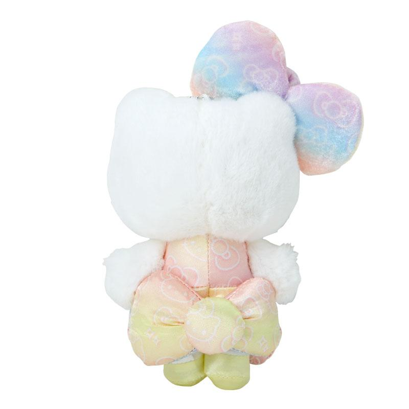 HelloKitty凯蒂猫｜Birthday 50th The Fashionable Ribbons Sanrio 50周年生日限定丝绒彩虹渐变蝴蝶结毛绒玩偶挂件/包挂/眼睛里有星辰｜约幅12×奥行5×高さ16cm