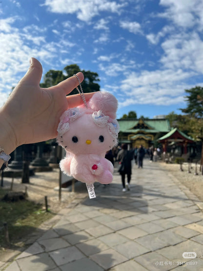 Sanrio三丽鸥｜ Mascot Holder / Fluffy Heart毛茸茸爱心系列平成复古可爱角色玩偶挂件/包挂｜约11×6×13cm