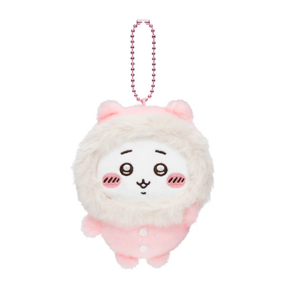 Chiikawa 吉伊卡哇｜Hossa Fussa pajamasMascot毛茸茸冬日睡衣可爱角色毛绒玩偶挂件/包挂｜约H115×W90×D45mm