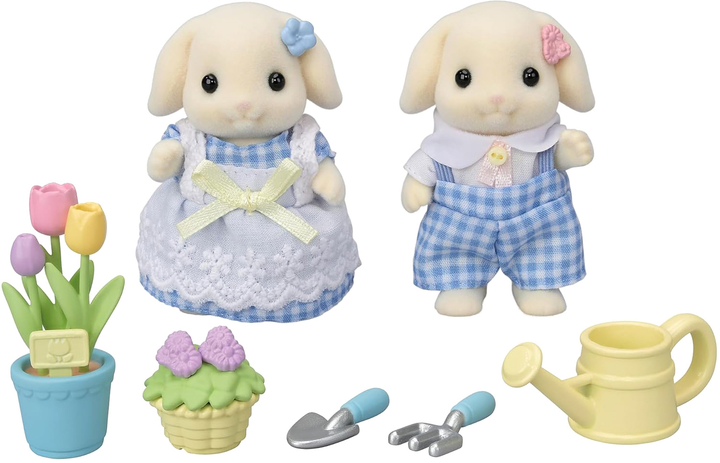 SylvanianFamilies森贝儿家族｜Blossom Gardening Set - Flora Rabbit Brother &amp; Sister芙罗拉兔家族/垂耳兔花卉园艺套组5736