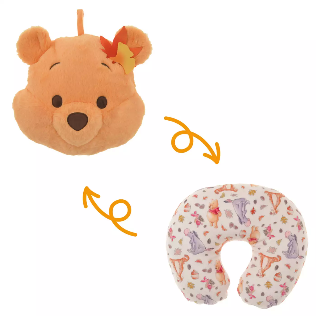 Disney｜Momiji Winnie the Pooh &amp; Friends 2-Way Neck Pillow Momiji Pooh｜24.5×30×16cm approx.