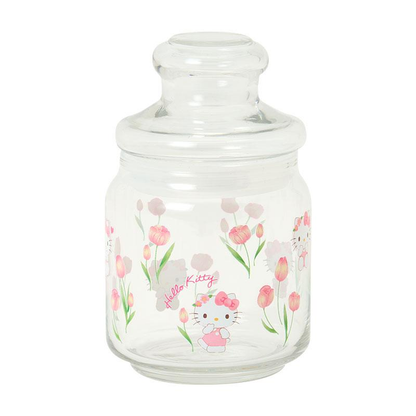 Sanrio｜Watercolor Flower Jar Glass Canister Storage Case｜9×9×14.5cm approx.
