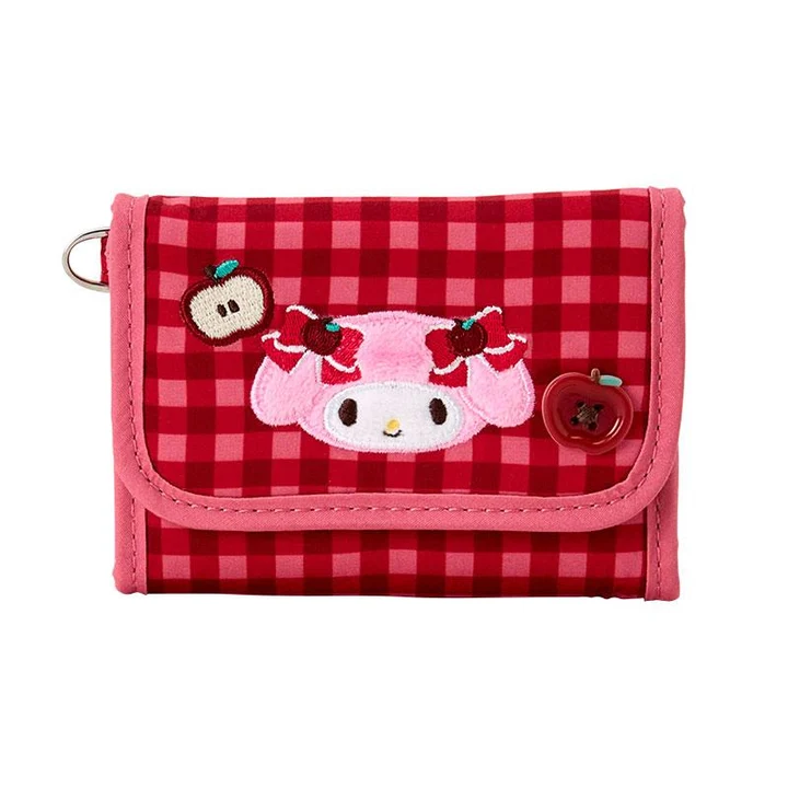 Sanrio｜Autumn Apple Gingham Red Trifold Wallet｜11×2×8cm approx.
