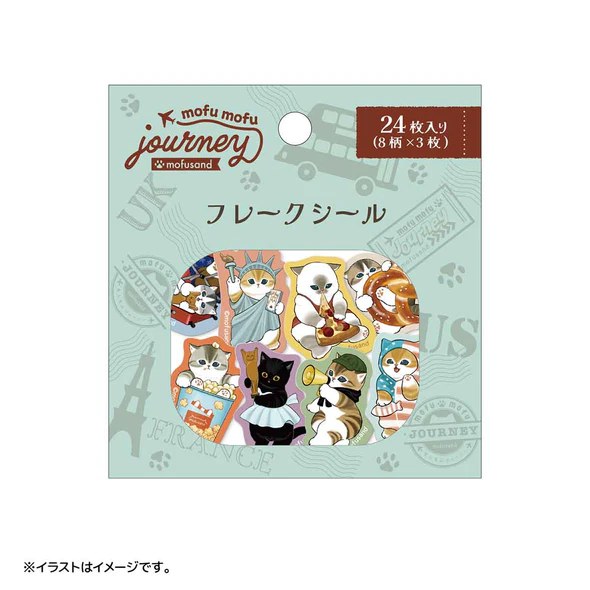 Mofusand｜Mofumofu Journey Freemeows Flake Sticker｜ 24 pieces