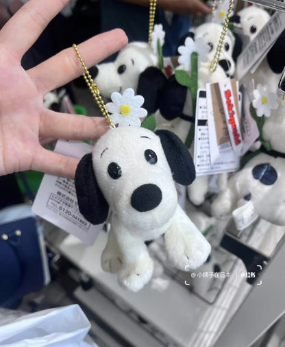 Snoopy｜Peanuts First Snoopy Keychain Mascot Plush Toy75周年限定头顶花花史努比毛绒玩偶挂件/包挂｜12cm×7cm×4cm approx.