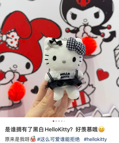 Sanrio三丽鸥｜Mascot Holder Monotone黑白印象千鸟格系列可爱角色毛绒玩偶挂件/包挂｜约7.5×5×11cm