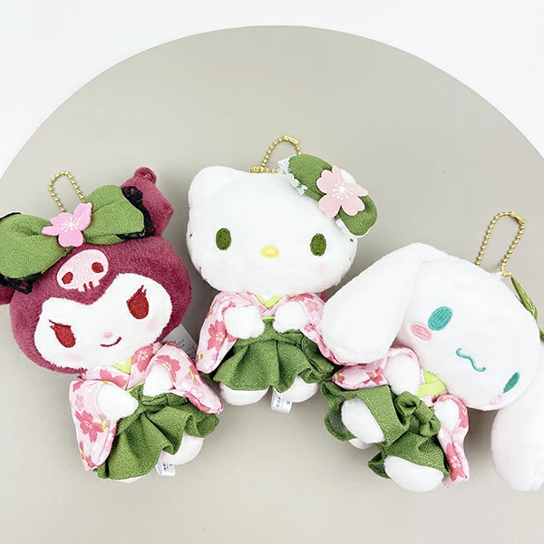 Sanrio三丽鸥｜Mascot Holder/ Matcha Sakura Kimono抹茶和服系列毛绒玩偶挂件/包挂｜约90×120×60mm