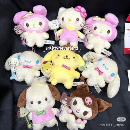Sanrio三丽鸥｜Fujiya Chocolate Bar &amp; Mascot Holder不二家联名巧克力棒毛绒玩偶挂件/包挂｜约9×5×11cm