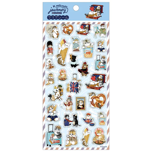 Mofusand｜Mofumofu Journey Cat Clear Sticker-Blue｜175×90mm approx.