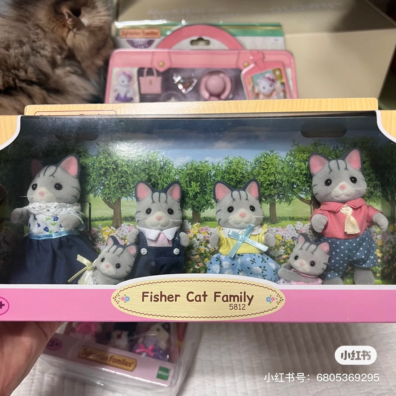 SylvanianFamilies森贝儿家族｜Fisher Cat Family渔夫猫六口家庭站宝套组/玩具/过家家5812