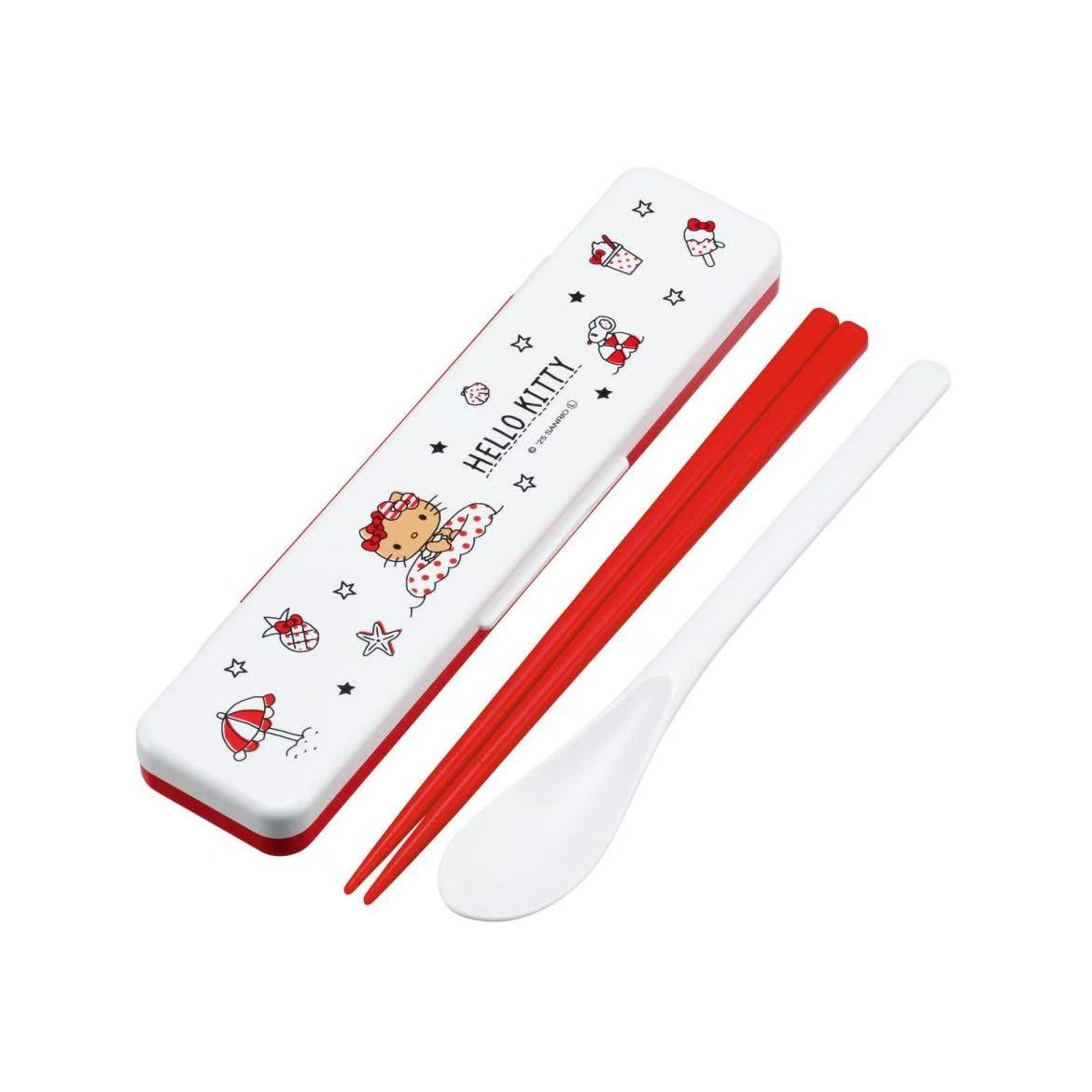 Sanrio｜Sun-tanned hello kitty Chopsticks and Spoon Set for Adults｜18.8cm x 4.7cmx 1.8cm approx.