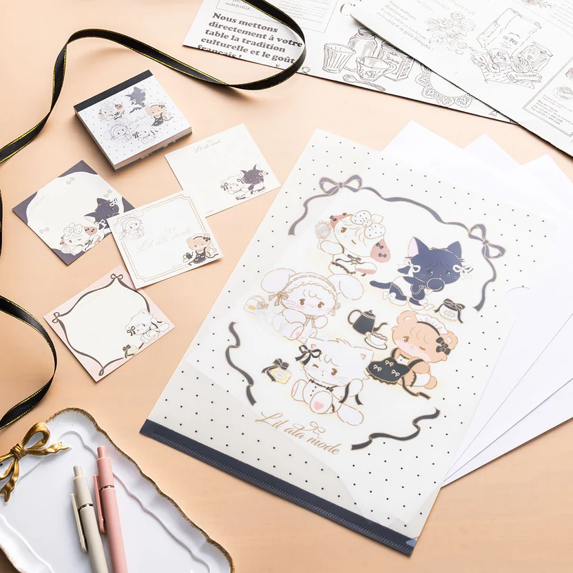 mikko illustrations｜Lil ala mode French Girly series Matte clear file｜A4