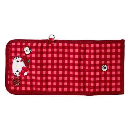 Sanrio｜Autumn Apple Gingham Red Trifold Wallet｜11×2×8cm approx.