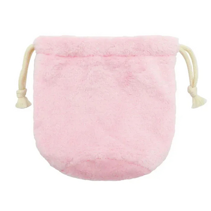 chiikawa吉伊卡哇｜Marimocraft Chiikawa Face Bag Kuma-san Pochett粉色脸型抽绳毛绒收纳包/巾着｜约 H160 x W160 x D10mm