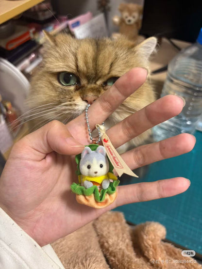 【limit 1】SylvanianFamilies｜Calico Critters Hamburger Baby Husky Keychain