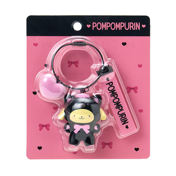Sanrio｜Black Animals Flocked Keychain/Keyring｜14.3 x 12.5 x 3.6cm approx.