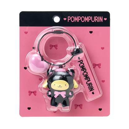 Sanrio｜Black Animals Flocked Keychain/Keyring｜14.3 x 12.5 x 3.6cm approx.