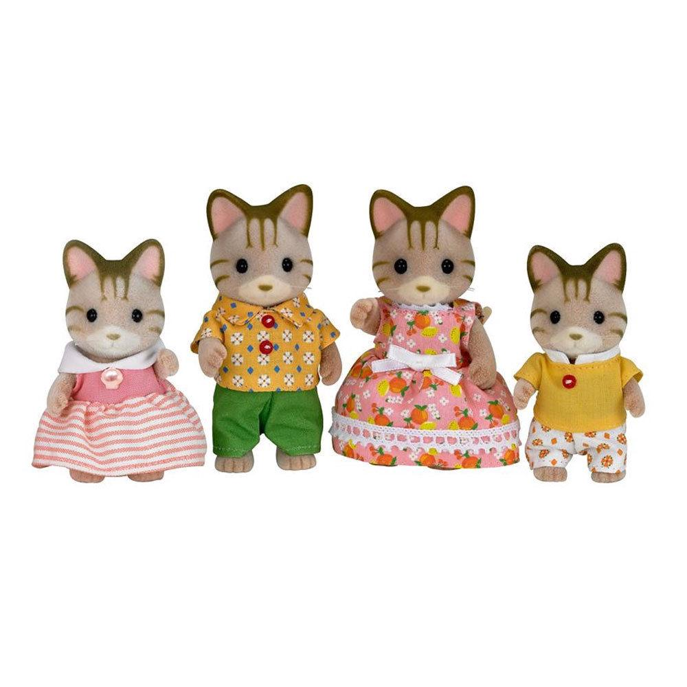 SylvanianFamilies森贝儿家族｜Striped Cat Family三纹猫一家四口站宝套装玩具/过家家5180