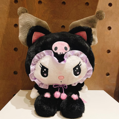 Sanrio三丽鸥｜Nakajima Sanrio Plush Toy Kuromi Black Cat S 库洛米生日黑猫系列S号毛绒玩偶/公仔｜约10.5 x 20.5 x 25.0cm