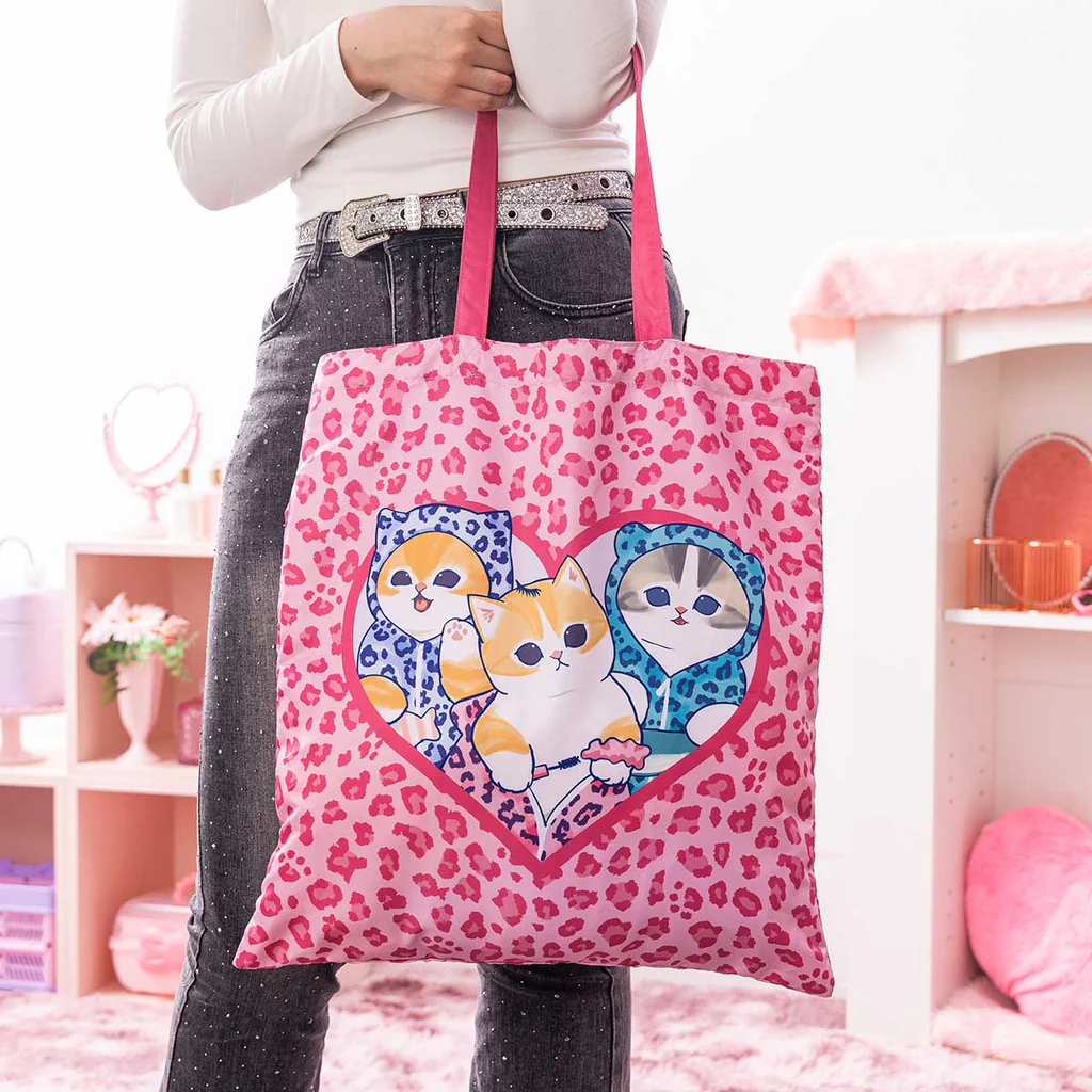 Mofusand｜Gyarunyan Girl Collection Eco Shopping Bag With Pocket - Leopard Pink｜480×450mm approx.