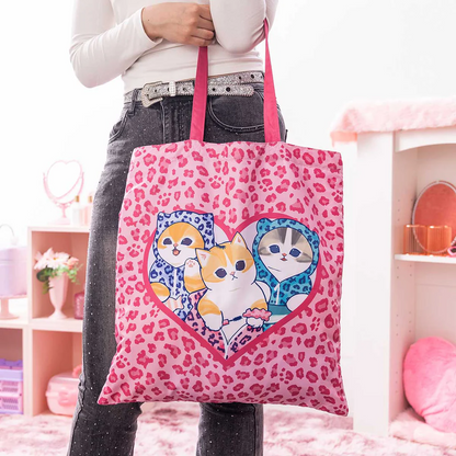 Mofusand｜Gyarunyan Girl Collection Eco Shopping Bag With Pocket - Leopard Pink｜480×450mm approx.