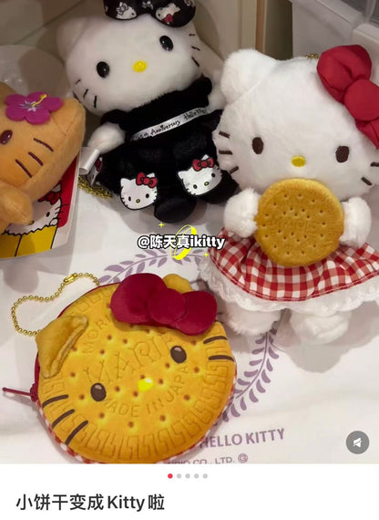 Sanrio三丽鸥｜Morinaga × Sanrio Collaboration Biscuit &amp; Pouch森永联名饼干+饼干造型零钱包挂件/正反面都可爱｜约幅11×奥行4×高さ11cm【25.07】